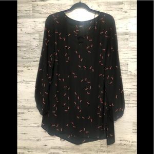 Michel Studio red heeled themed black blouse